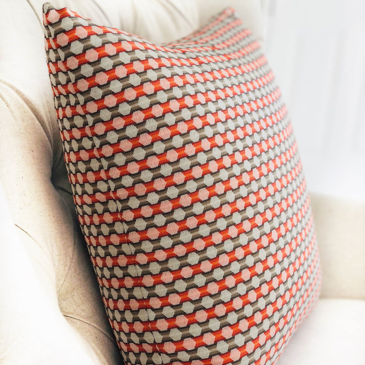 Sunny Cave Orange and Beige Luxury Throw Pillow - 10 SIZES -