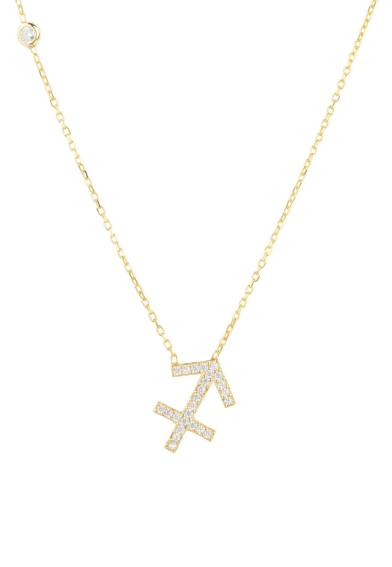 Zodiac Star Sign Pendant Necklace Gold Sagittarius -