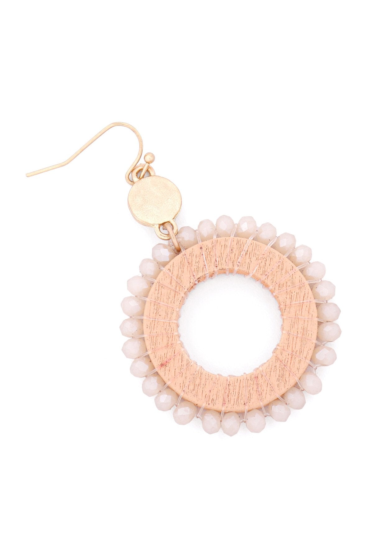 Riah Fashion - Glass Beaded Wood Hoop Drop Earrings - 4 COLORS