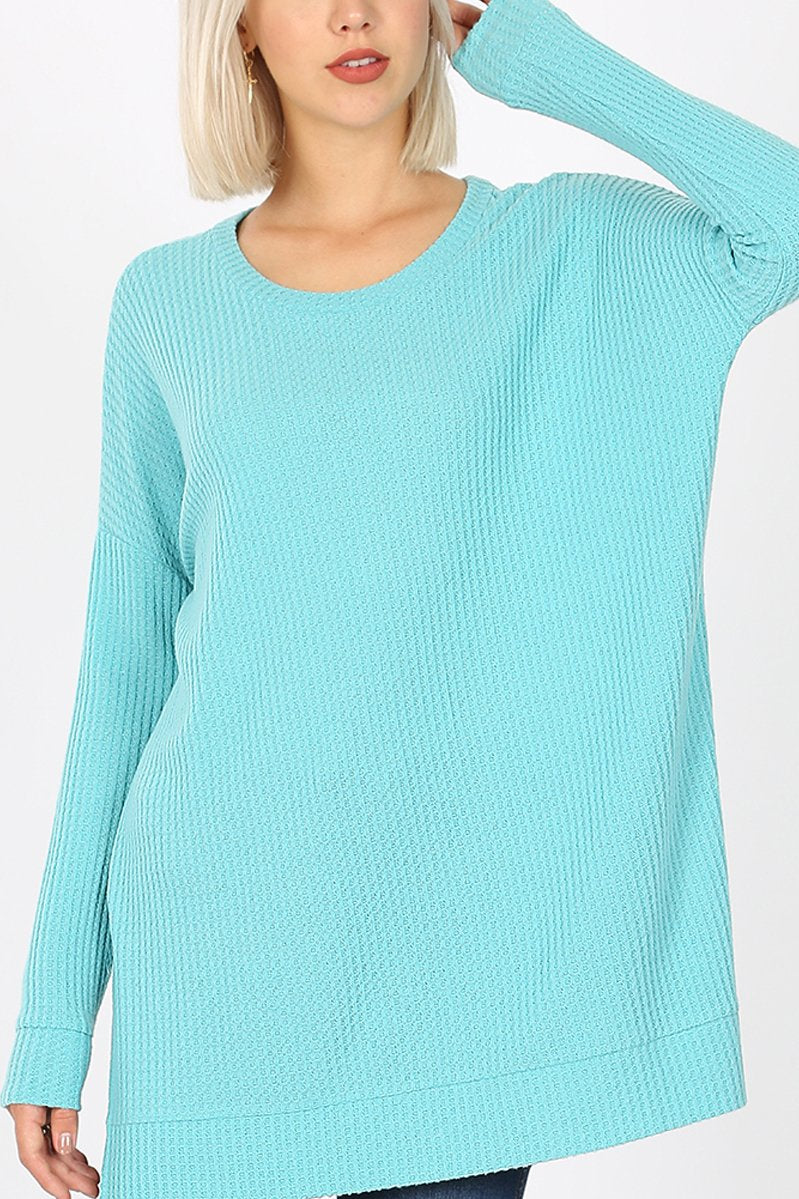 Riah Fashion - Brushed Thermal Waffle Sweater - 25 COLORS -