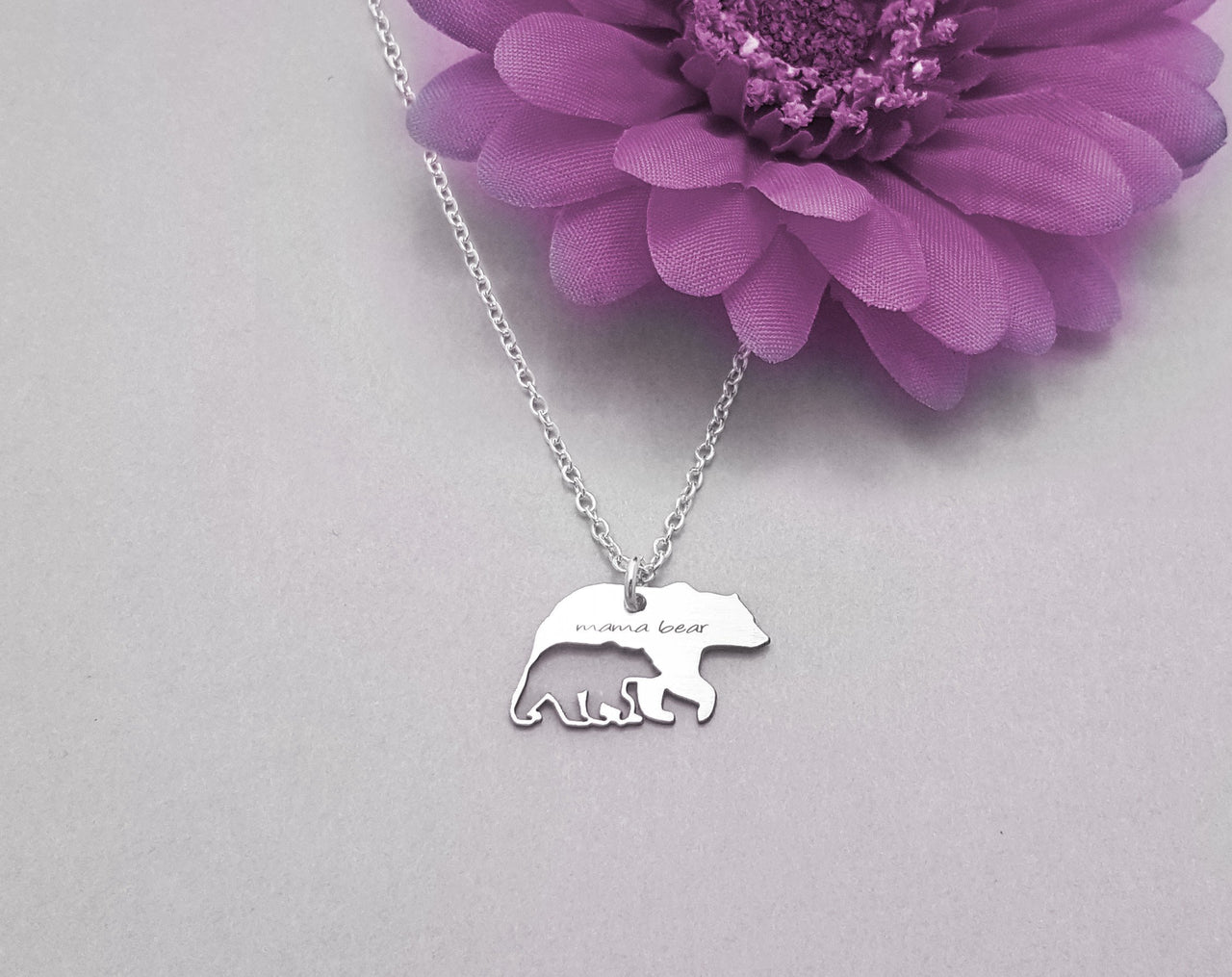 Sincerely Silver - Mama Bear and Cub Necklace -