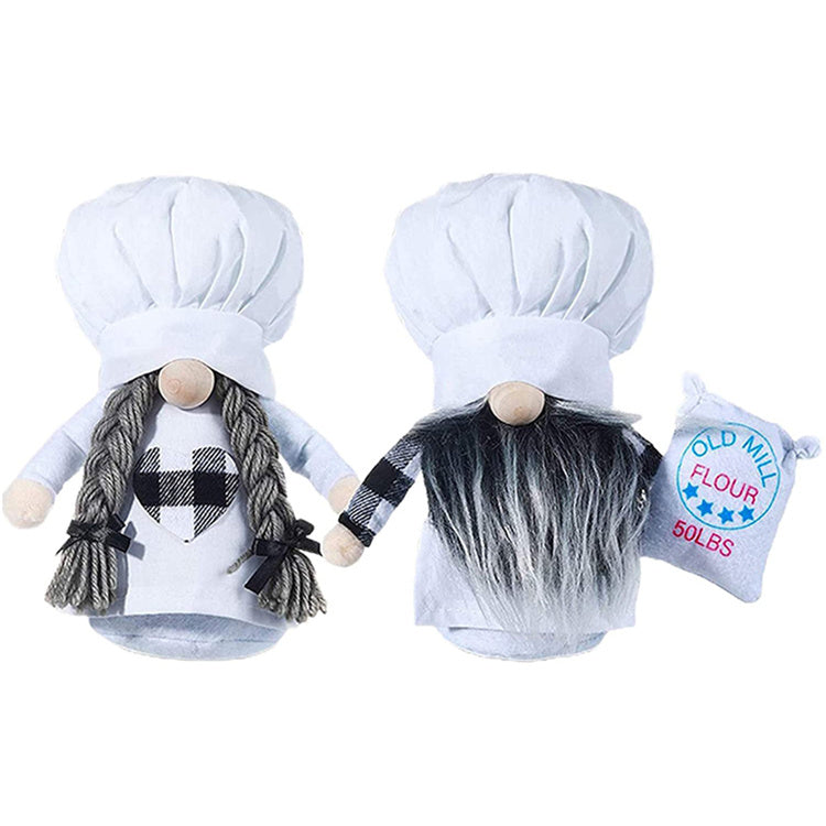 2 PCS Cute Kitchen Chef Love Sweet Gnome Cooking Tomtes for Home Table Kitchen - 7.87" EA. - 2 PCS - [10-15 DAY DELIVERY] - 2 TYPES SOLD AS SET -