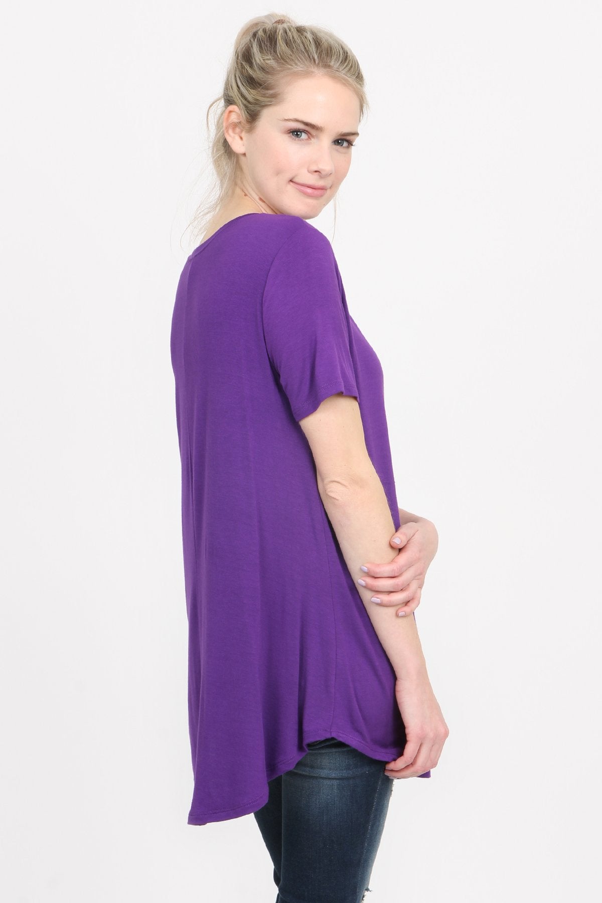 Riah Fashion - Premium Rayon Short Sleeve Top - 12 COLORS -