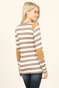 Thumbnail for Riah Fashion - Suede Detail Striped Top - 6 COLORS -