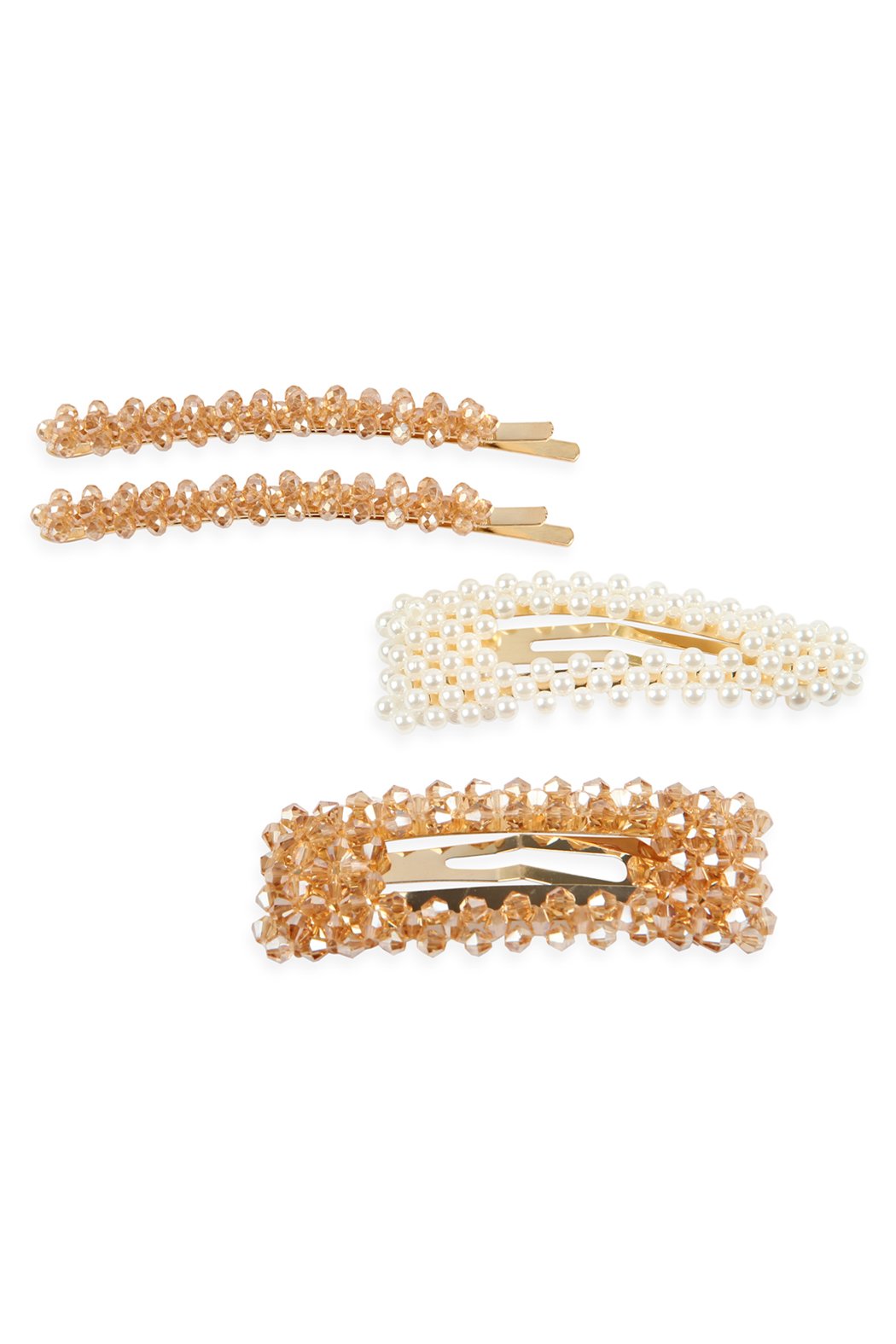 Riah Fashion - Glass Beads and Pearl Hair Pin Set - 3 COLORS