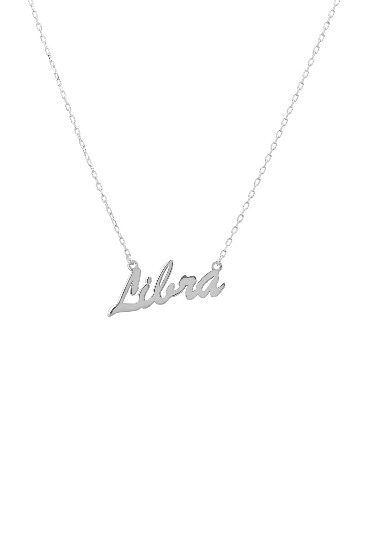 Zodiac Star Sign Name Necklace Silver Libra -