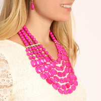 Thumbnail for Riah Fashion - Beaded Statement Necklace & Matching Earring Set - 9 COLORS -