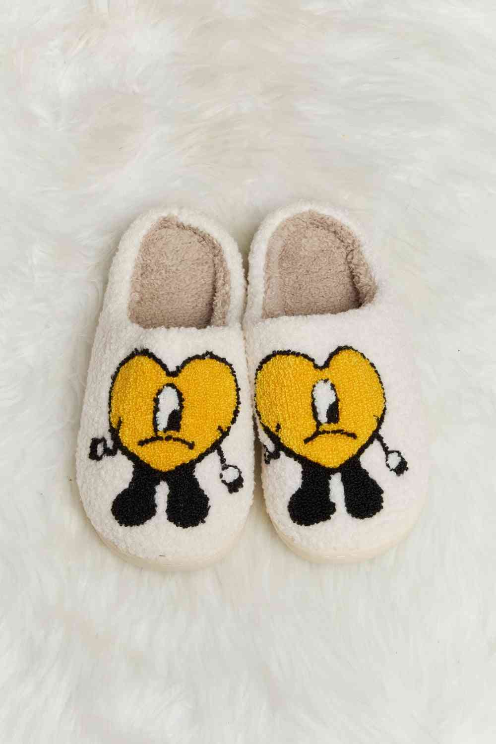 Melody Love Heart Print Plush Slippers - T - 2 COLORS -