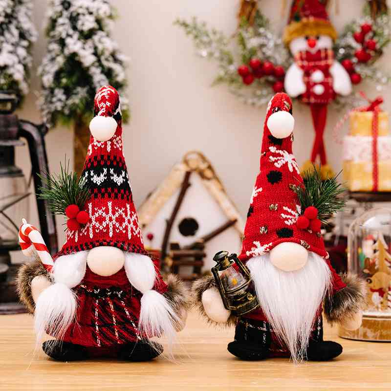 Pom-Pom Trim Pointed Hat Christmas Gnomes - 9.5" - T - 2 TYPES -