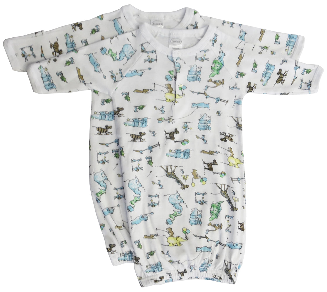 Bambini Boys Print Infant Gowns - 2 Pack -