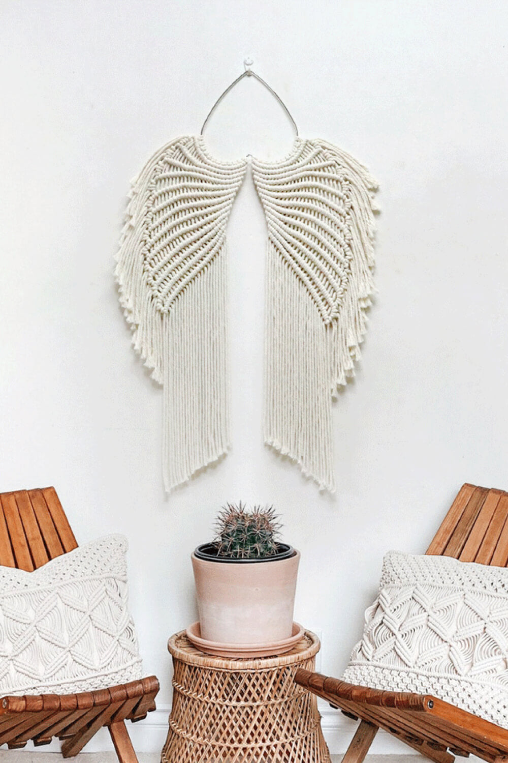 Macrame Angel Wings Wall Hanging - 21.5" X 17.7" - T - 1 COLOR -