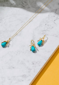 Thumbnail for LATELITA - Turquoise Honey Bee Earrings Gold -