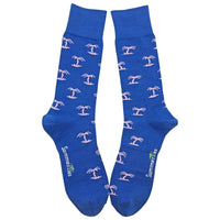 Thumbnail for Summer Ties - Palm Tree Socks - Men's Mid Calf - Blue - 1 COLOR -