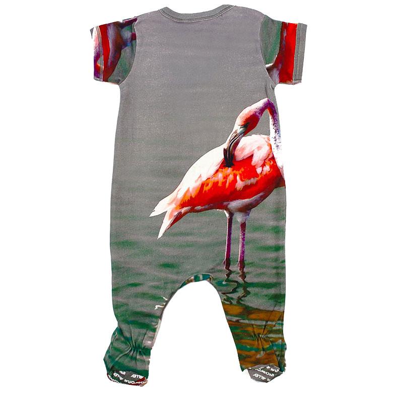 Footie - Short Sleeve - Flamingo -