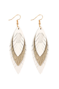 Thumbnail for Three Layer Fringe Leather Marquise Earrings - 14 COLORS -