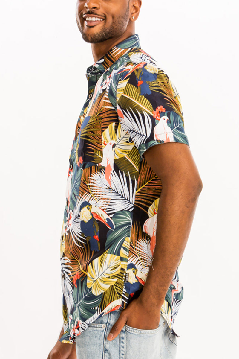 WEIV - Digital Print Hawaiian Short Sleeve Shirt -