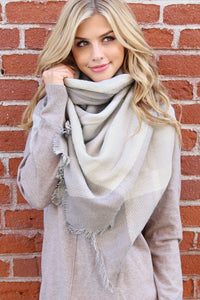 Thumbnail for Riah Fashion - Colorblock Fringed Blanket Scarf -