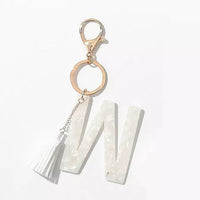 Thumbnail for Tasseled Initial Key Chain, White - 22 INITIALS -