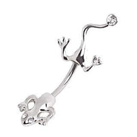 Thumbnail for 316L Surgical Steel Lizard Navel Ring With Clear CZ on Tail -