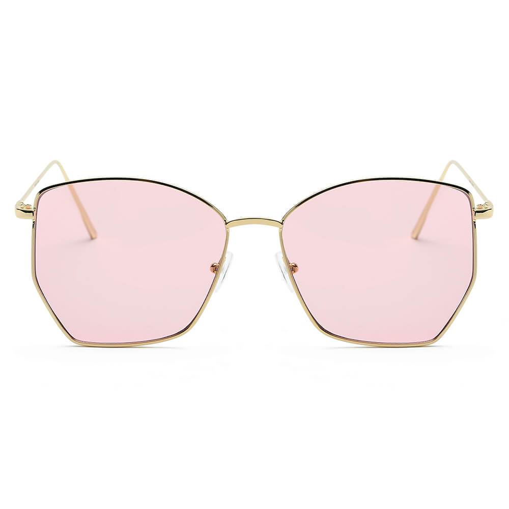 Cardiff | S2073 - Women Oversize Geometric Metal Fashion Sunglasses - 5 COLORS -