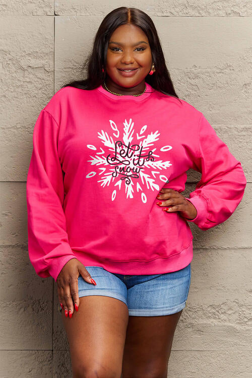 Simply Love Full Size LET IT SNOW Long Sleeve Sweatshirt - SIZES S THRU 3XL - T - 3 COLORS -