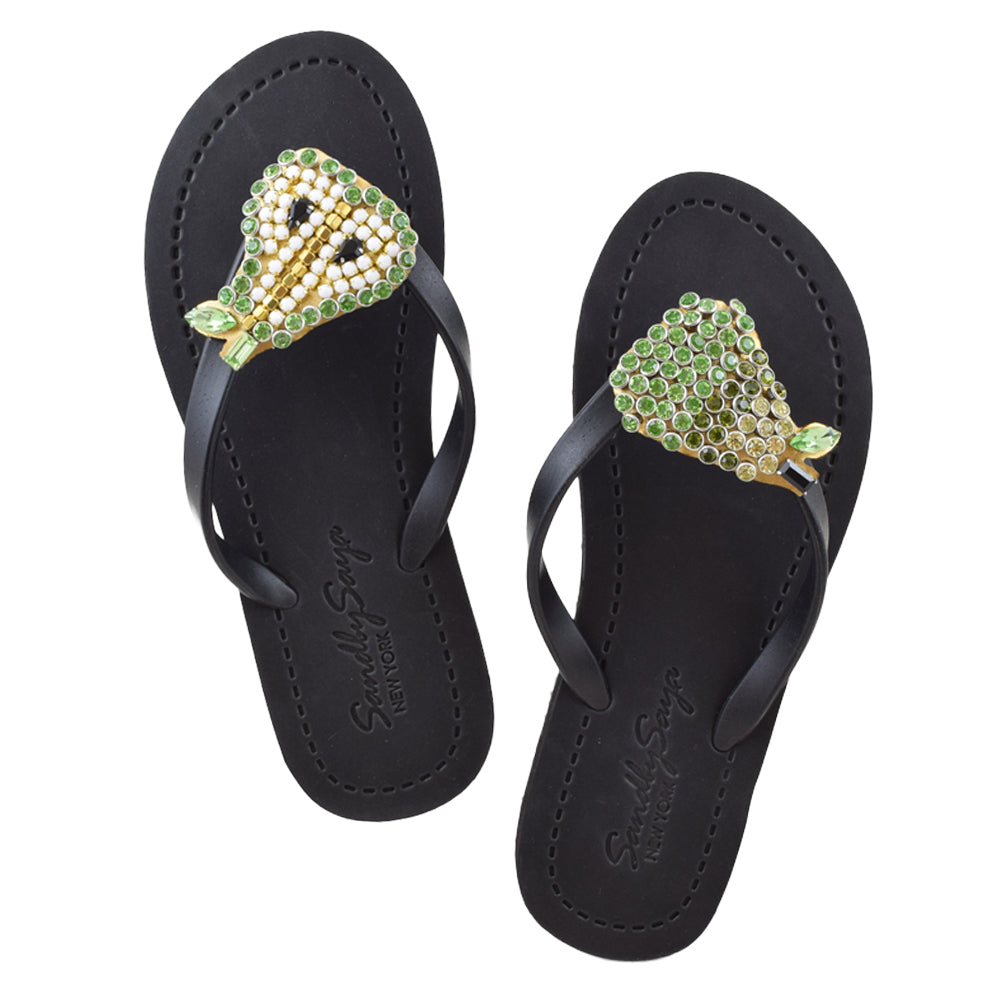 SAND BY SAYA N.Y. - Pear - Rhinestone Flat Flip Flops Sandal - 5 COLORS