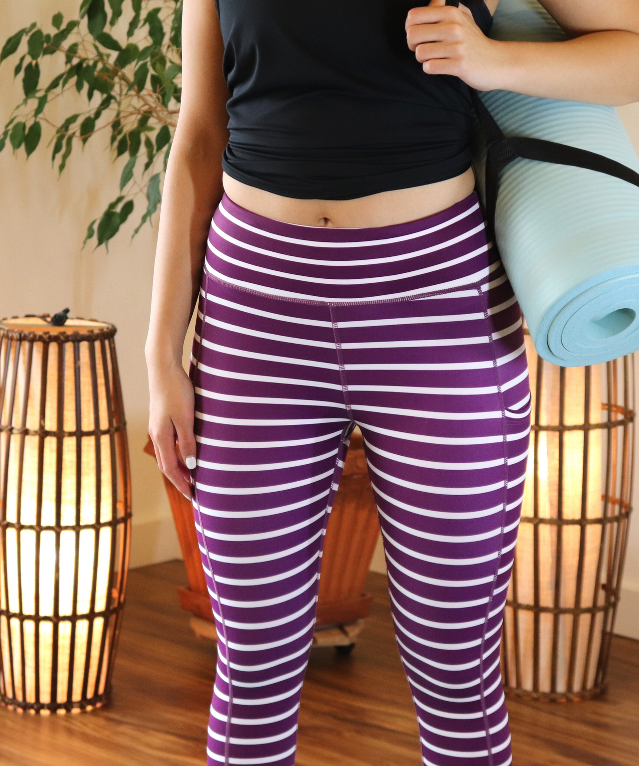 Belcorva - Dark Purple and White Stripe - Pocket Capri - 1 COLOR -