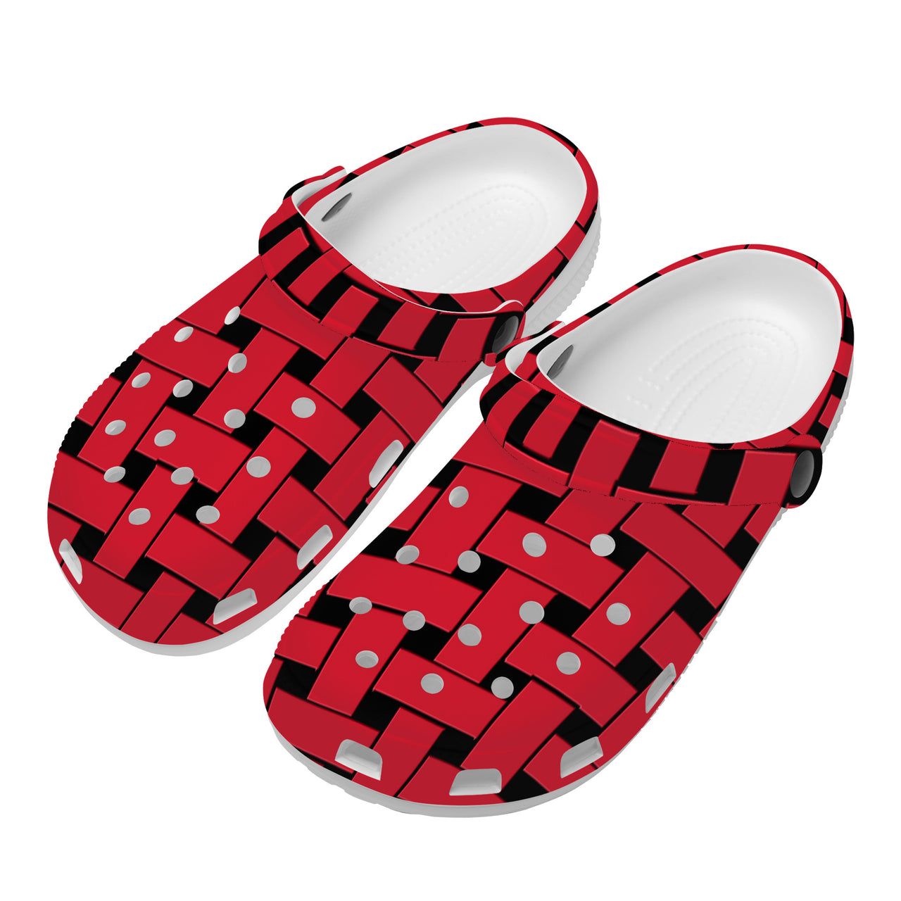 OOTO - RED WEAVE - WITH (OPTIONAL) PIVOTING HEEL STRAP - SF_S48_All Over Printing Crocs Clogs -