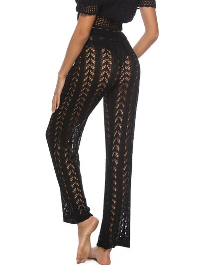 Cutout Drawstring High Waist Beach Pants - T - 3 COLORS -