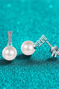 Thumbnail for Moissanite Pearl Drop Earrings