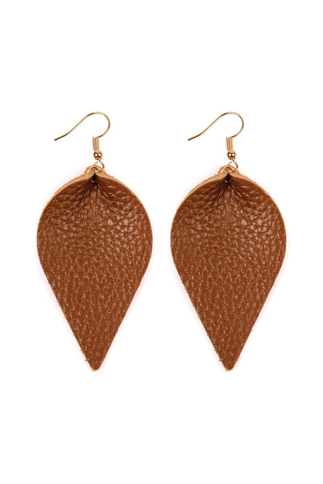 Teardrop Shape Pinched Leather Earrings - 18 COLORS -