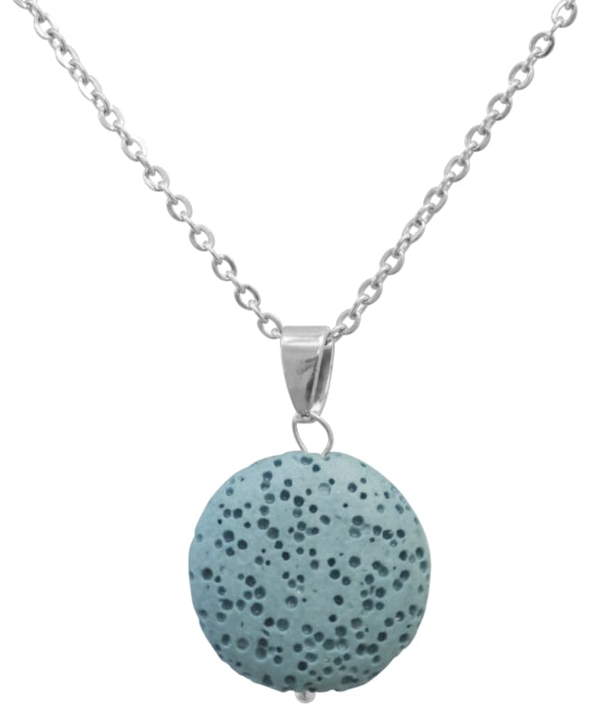 Light Blue Lava Stone Essential Oil Necklace -