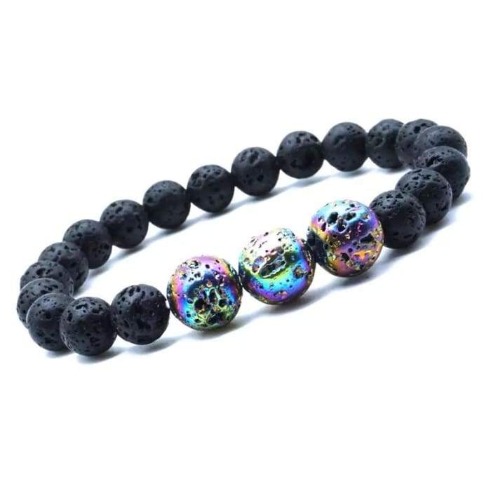 Volcano Lava Stone Bracelet Multicolor Rainbow -