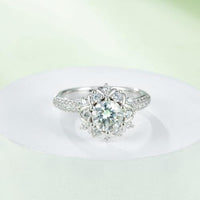 Thumbnail for 1 Carat Moissanite 925 Sterling Silver Flower Shape Ring