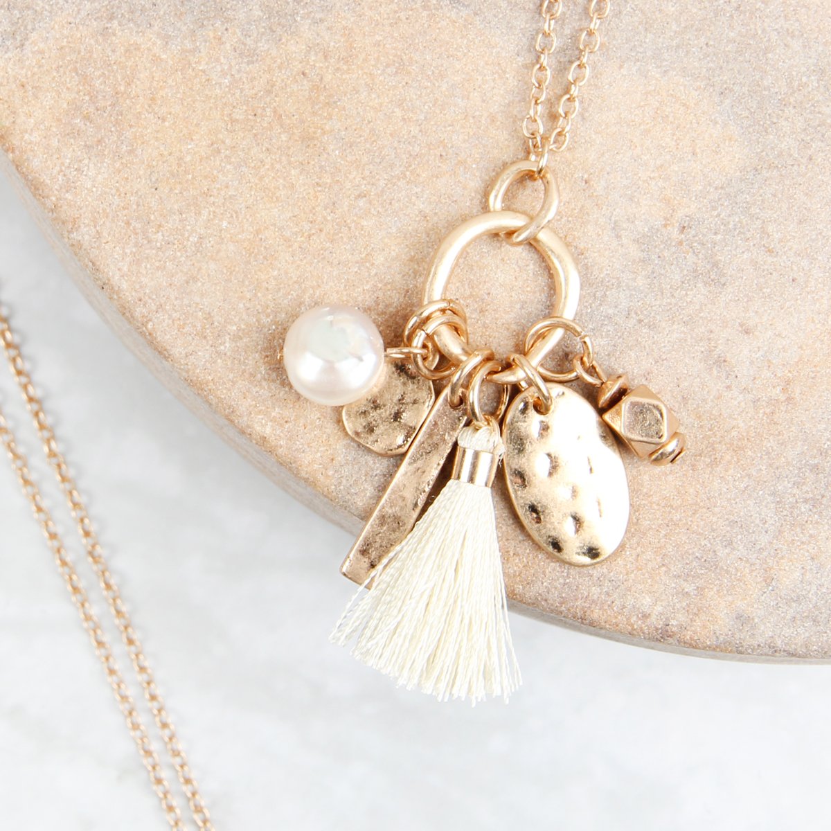 Pearl Tassel Cluster Pendant Necklace - 8 COLORS -