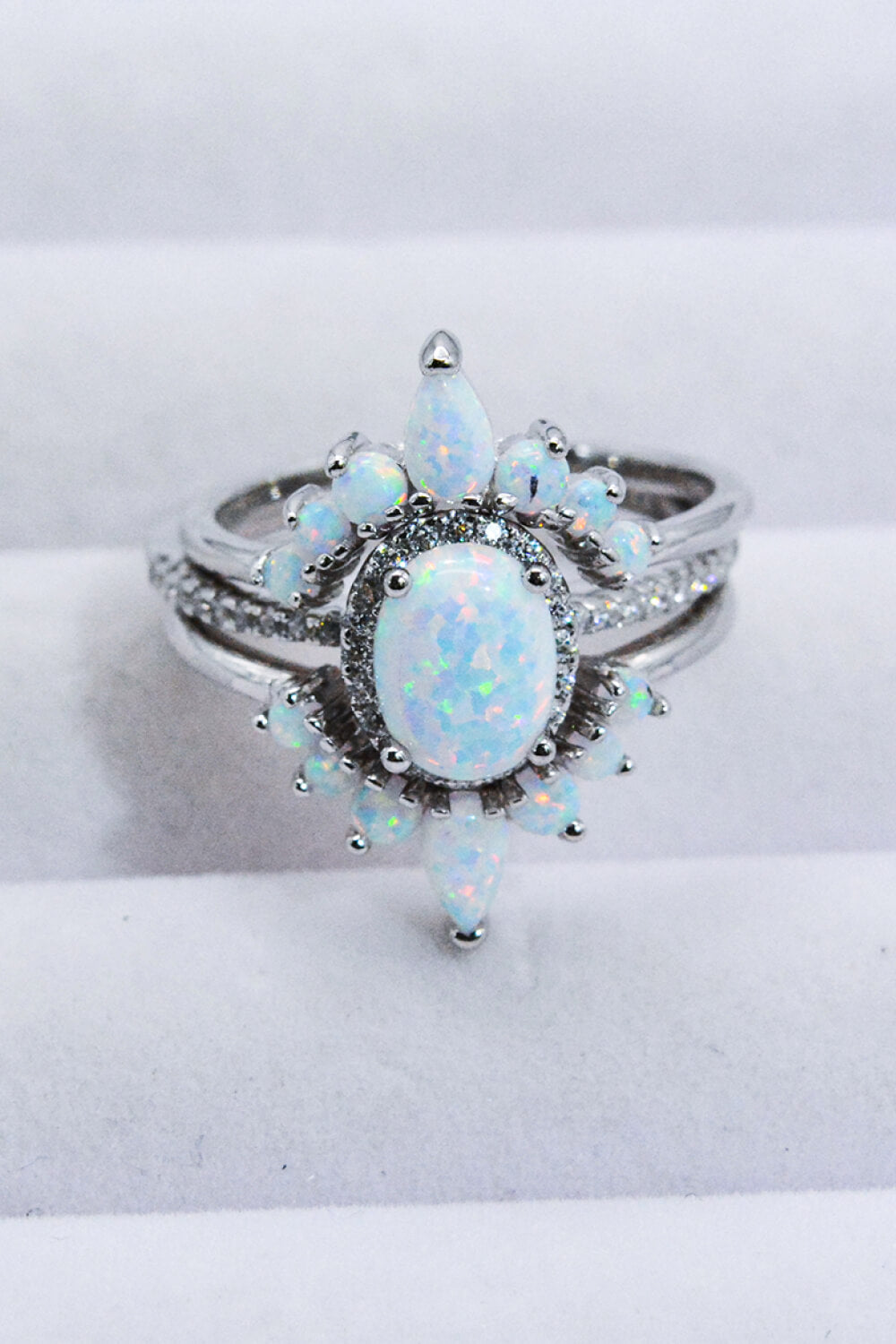 925 Sterling Silver Opal Ring - T - SIZES 5 THRU 10 - 1 COLOR -