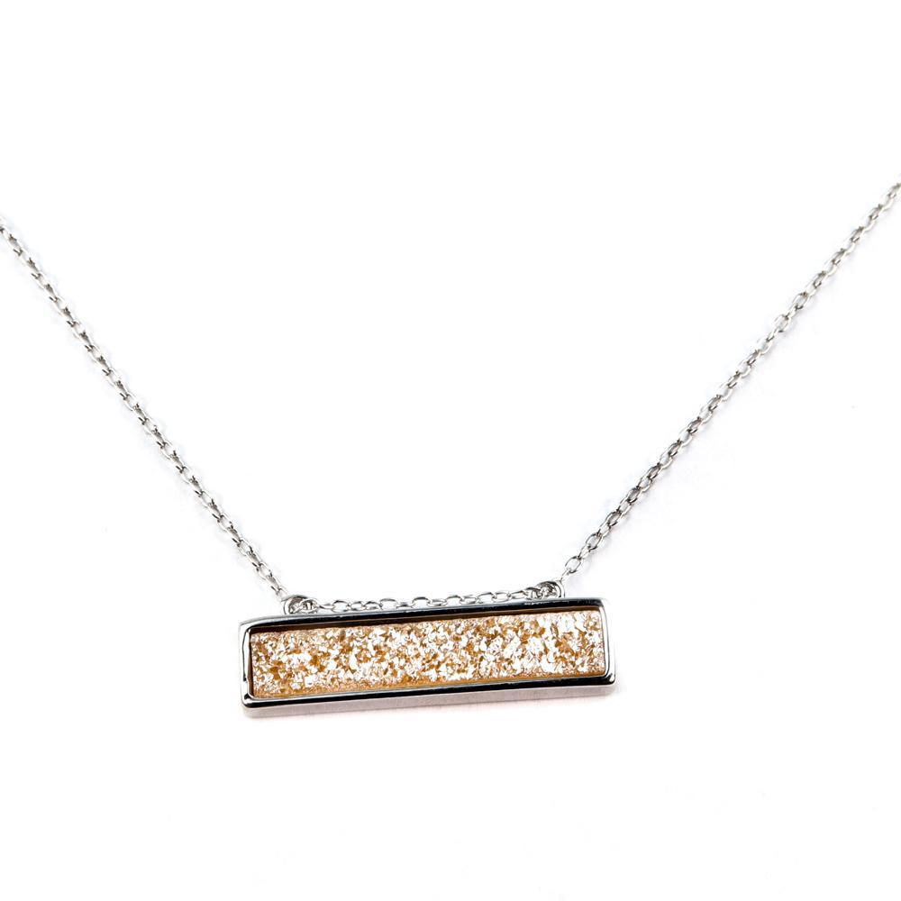 Christy Jean - Bethany Druzy Bar Necklace in Silver -