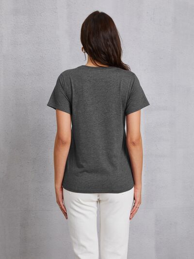 Graphic Round Neck Short Sleeve T-Shirt - T - 3 COLORS -