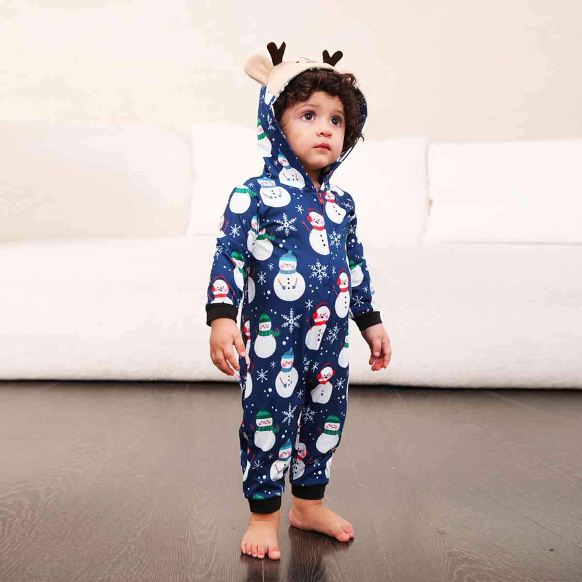 BABY Snowman Print Hooded Jumpsuit - T -