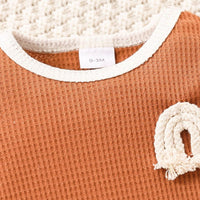 Thumbnail for Baby Contrast Trim Waffle-Knit Long Sleeve Bodysuit - T - 5 SIZES - 2 COLORS -