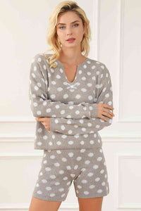 Thumbnail for Polka Dot Notched Neck Top and Shorts Set - 2 PCS. - T - 1 COLOR -