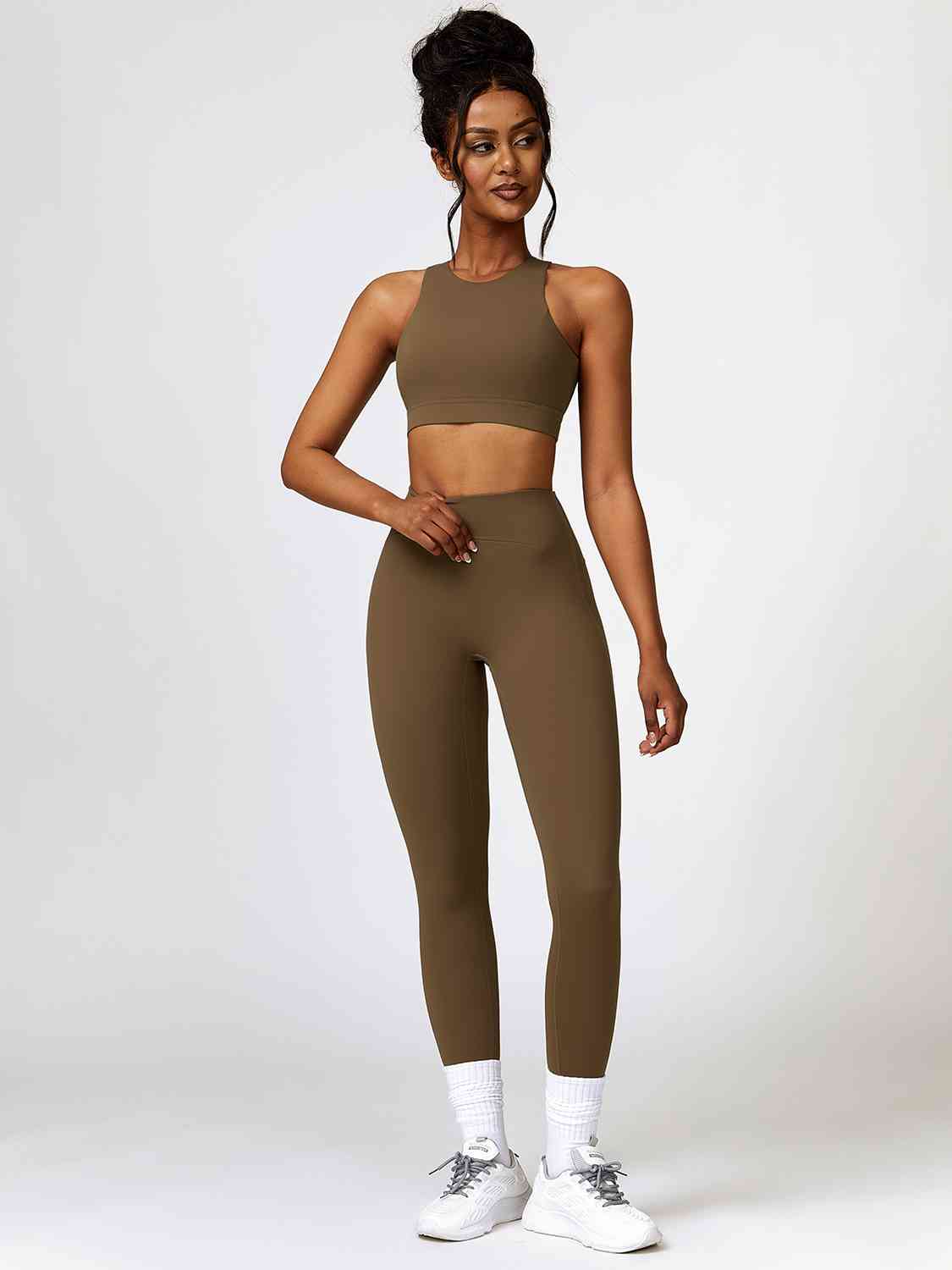 Cutout Cropped Sport Tank and Leggings Set - 2 PCS. - T - 5 COLOR -