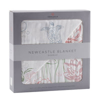 Thumbnail for Newcastle - Turtles and Water Lily Bamboo Muslin Newcastle Blanket -