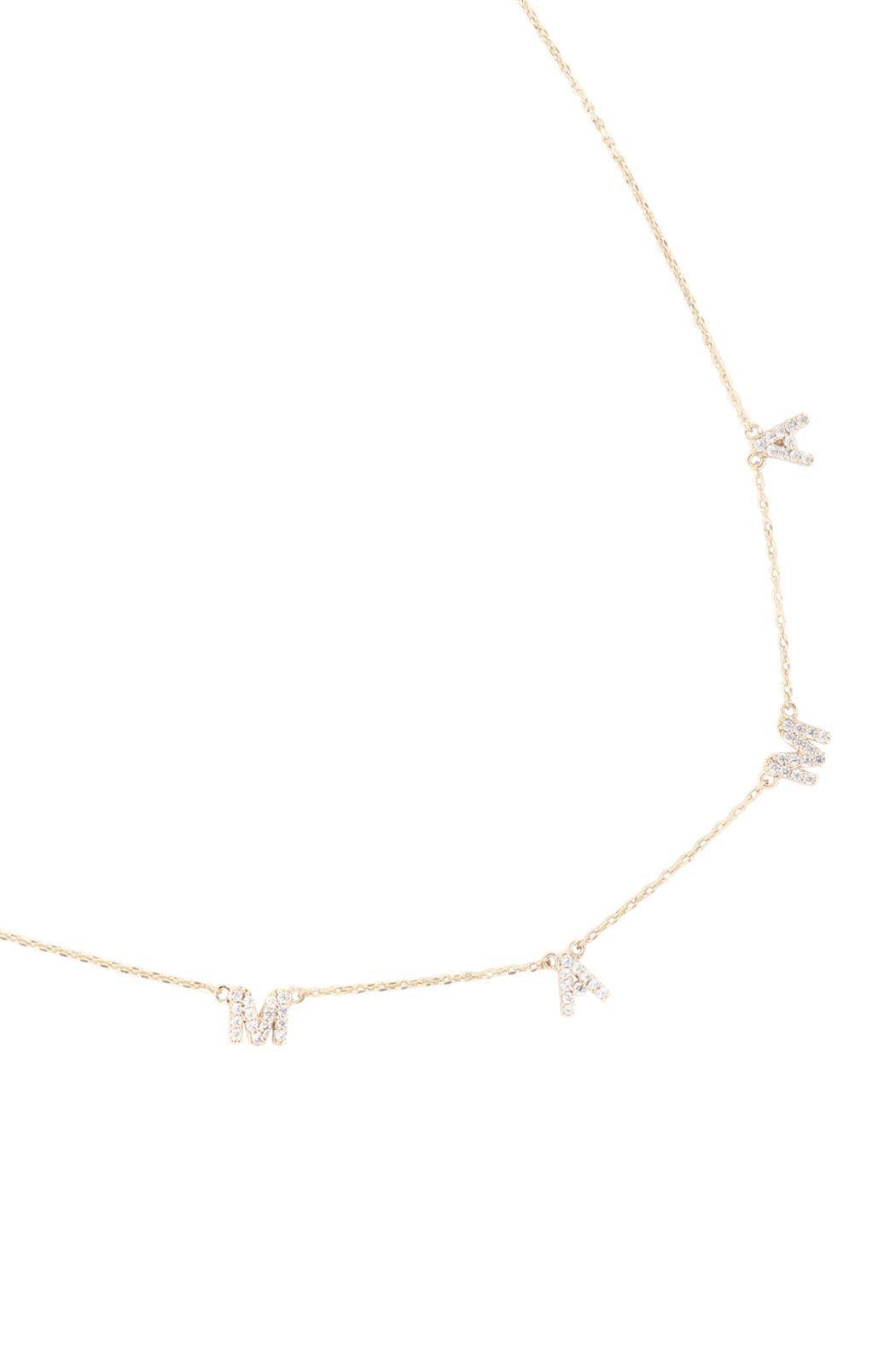 "Mama" Cubic Zirconia Brass Letter Necklace - 2 FINISHES -