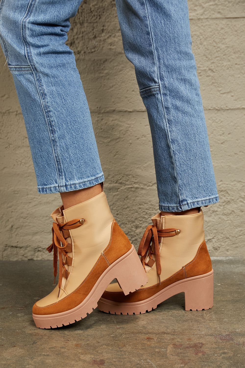 East Lion - Lace Up Lug Booties - T - 1 COLOR -