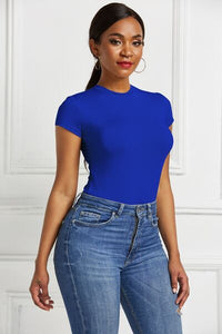 Thumbnail for Round Neck Short Sleeve Bodysuit - T - 9 COLORS -