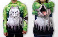 Thumbnail for Mouthman - HOWLING WOLF Hoodie Chomp Shirt by MOUTHMAN® - ADULT SIZES AVAILABLE! - 13 SIZES -