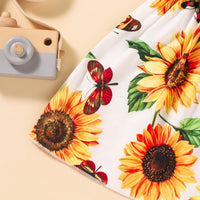 Thumbnail for Sunflower Print Smocked Tie Shoulder Dress with Headband - 2 PCS. - T - 1 PATTERN -