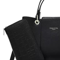 Thumbnail for Savoy - Aaliyah Faux Crocodile Handbag Set ( 2-Pack) - BLACK - 1 COLOR -