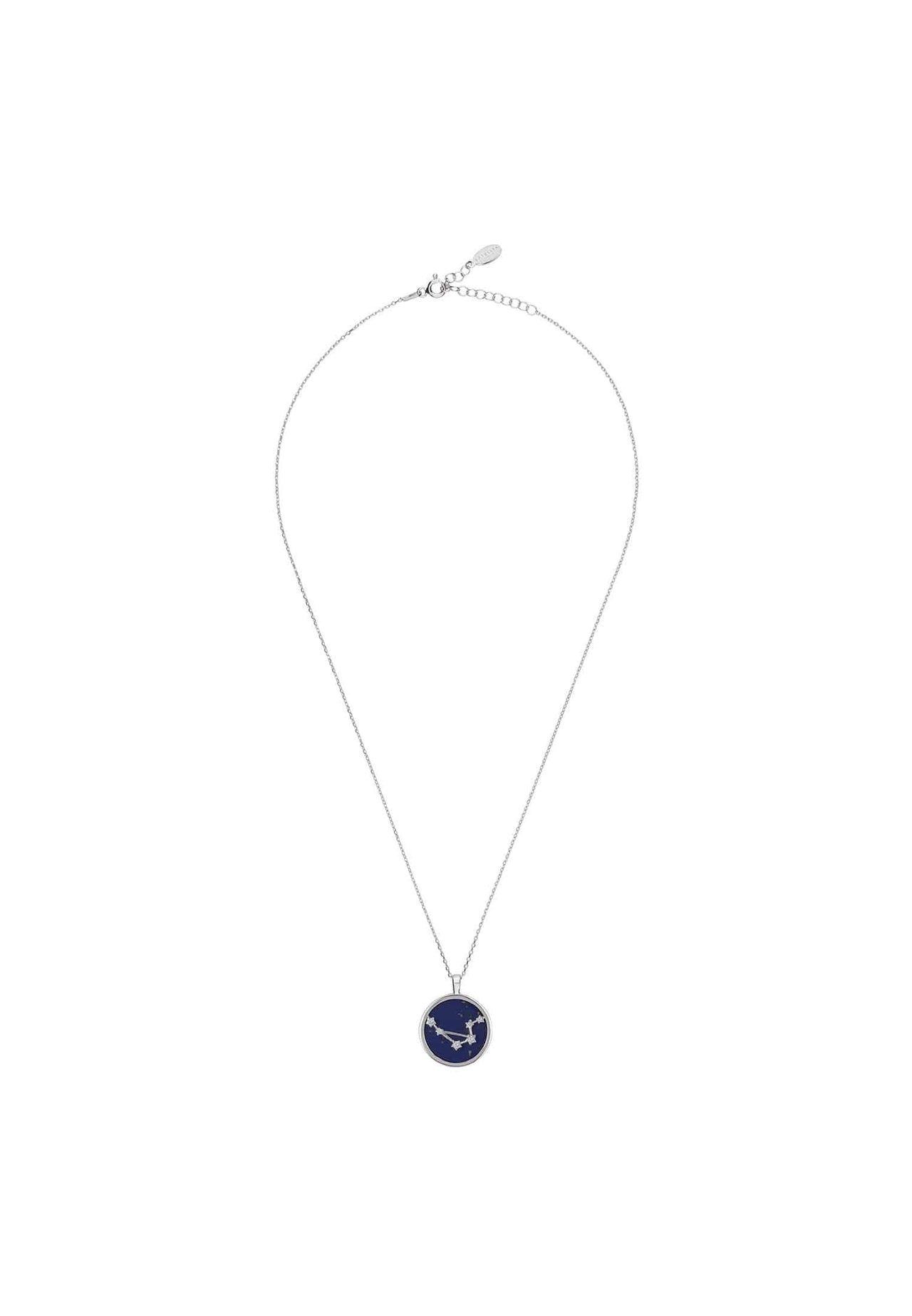 Zodiac Lapis Lazuli Gemstone Star Constellation Pendant Necklace Silver Libra -